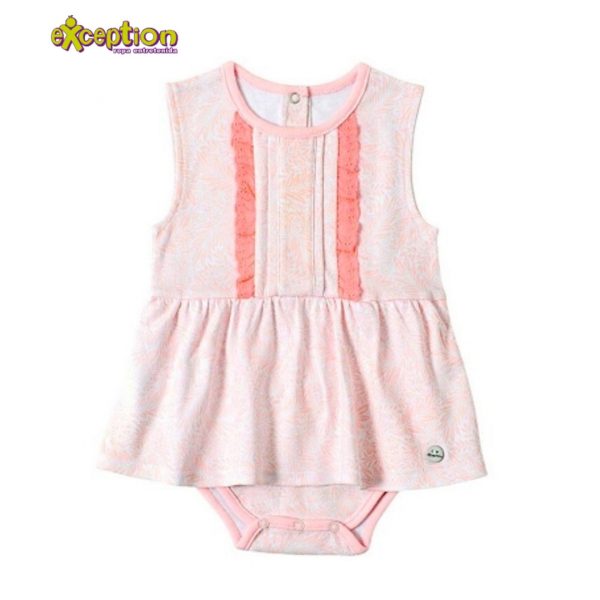 Vestido Body Broderie Coral 0 a 12 Meses - Exception