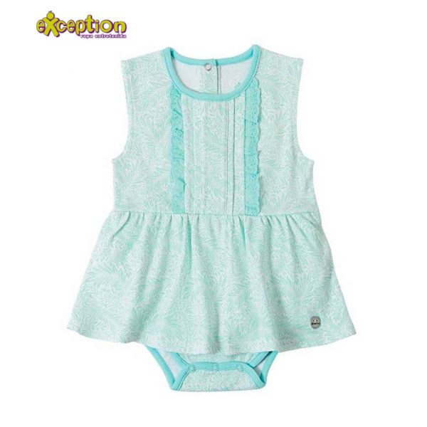 Vestido Body Broderie Turquesa 0 a 12 Meses - Exception