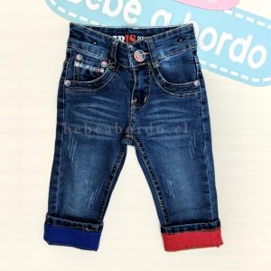 Pantalón Mezclilla Azul/Rojo 6 a 24 meses